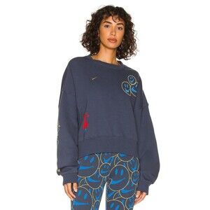 Nike Go The Extra Mile Sweatshirt Womens XS Navy Cropped Batwing Sleeve Oversize